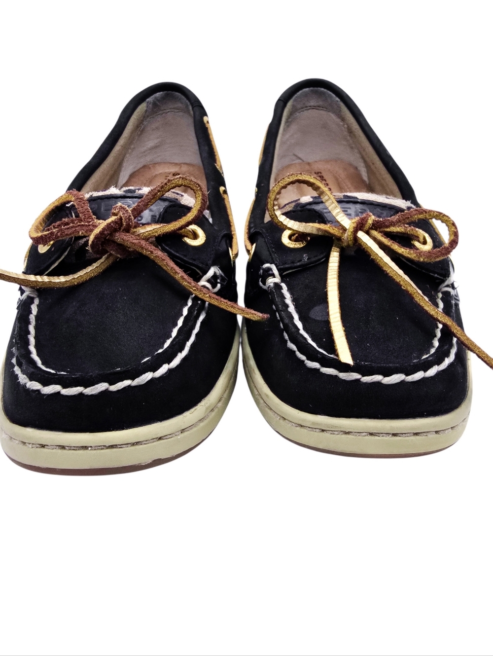Sperry Sliders Black & Leopard-Print Boat Shoe - Picture 2 of 7